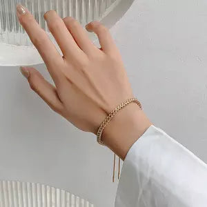 Braided design gold plated bracelet