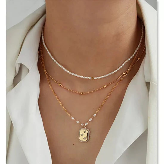 Diamond Framed Gold Octagon Zircon Pendant Necklace