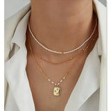 Diamond Framed Gold Octagon Zircon Pendant Necklace